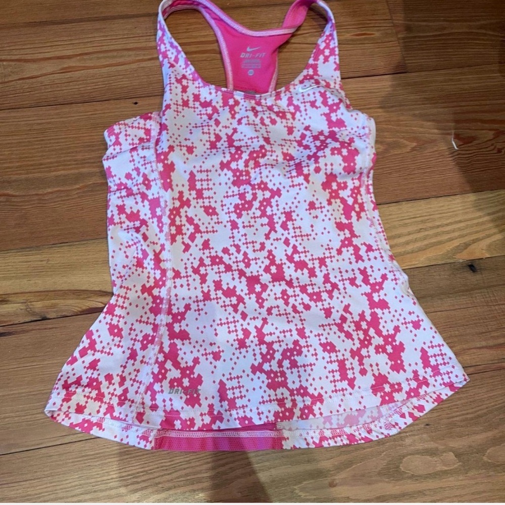 Nike Pink and White Dri-FIT Tank Top